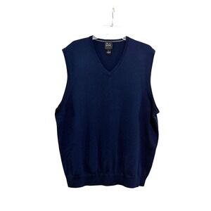 Jos. A. Bank Traveler Mens XL Navy Blue 100% Merino Wool V-Neck Sweater Vest